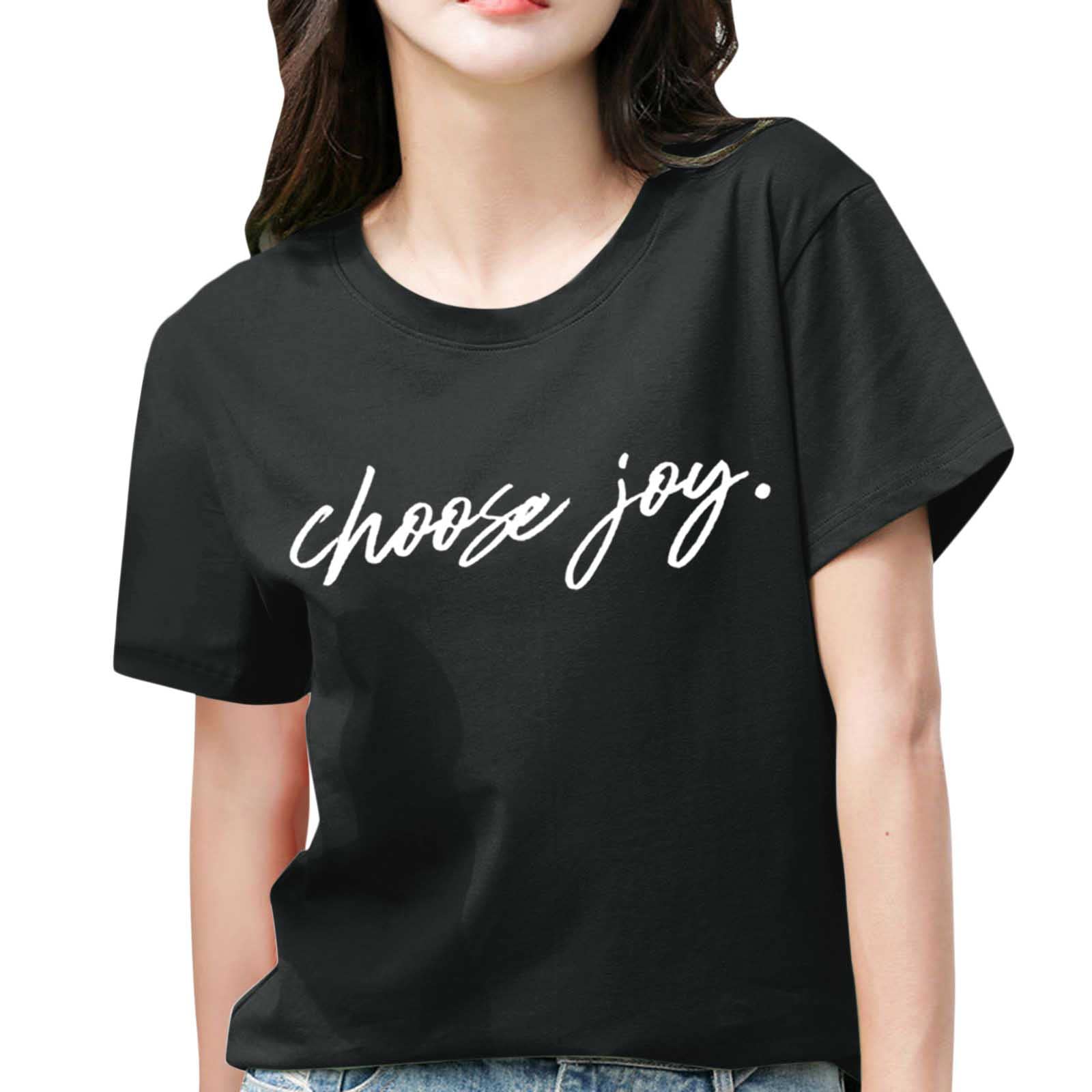 Women's Casual Letter Print Loose Tunic T-Shirt - Summer Short Sleeve Cotton Top for Women - Perfect for Beach Outings, Weekend Brunch & Casual Everyday Wear