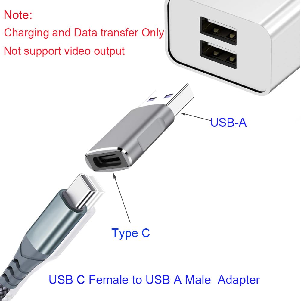 10Gbps USB C Female to USB 3.1 Gen2 Male Adapter 2 Pack - Double-Sided Data Transfer & 60W Fast Charging - Compatible with iPhone 15/iPad/AirPods/Quest Link - Perfect for Travel, Office & Home Charging Stations