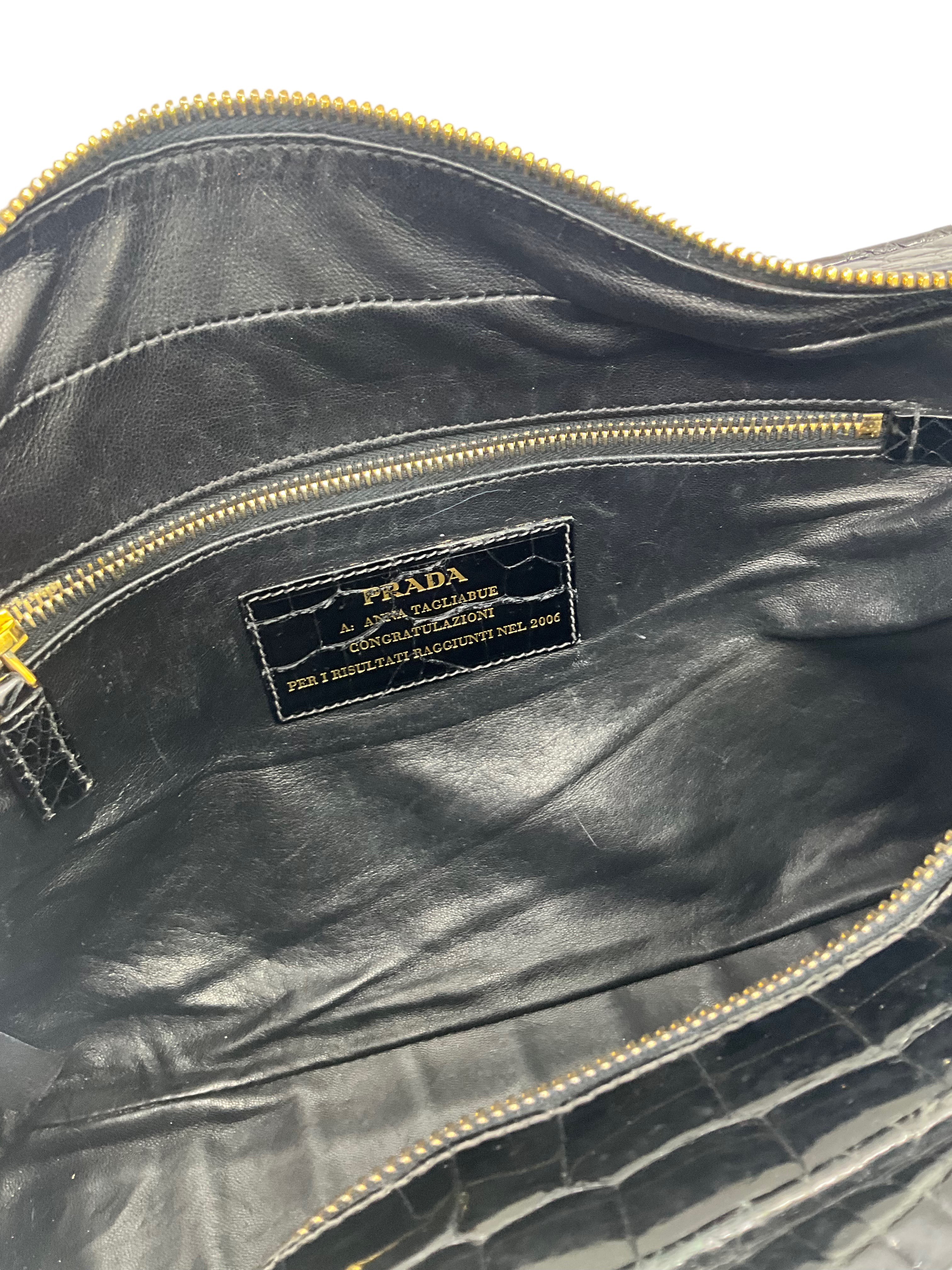 Prada Logo Crocodile Leather Doctor Satchel Bag - Luxury Designer Handbag for Women, Perfect for Work, Travel & Evening Events
