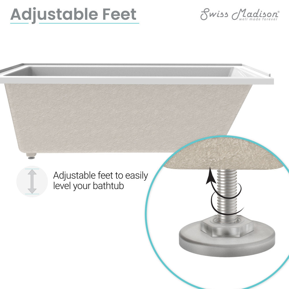 Voltaire 54 x 30 Right Drain Soaking Alcove Bathtub in Glossy White - Perfect for Small Bathrooms & Spa-Like Relaxation at Home