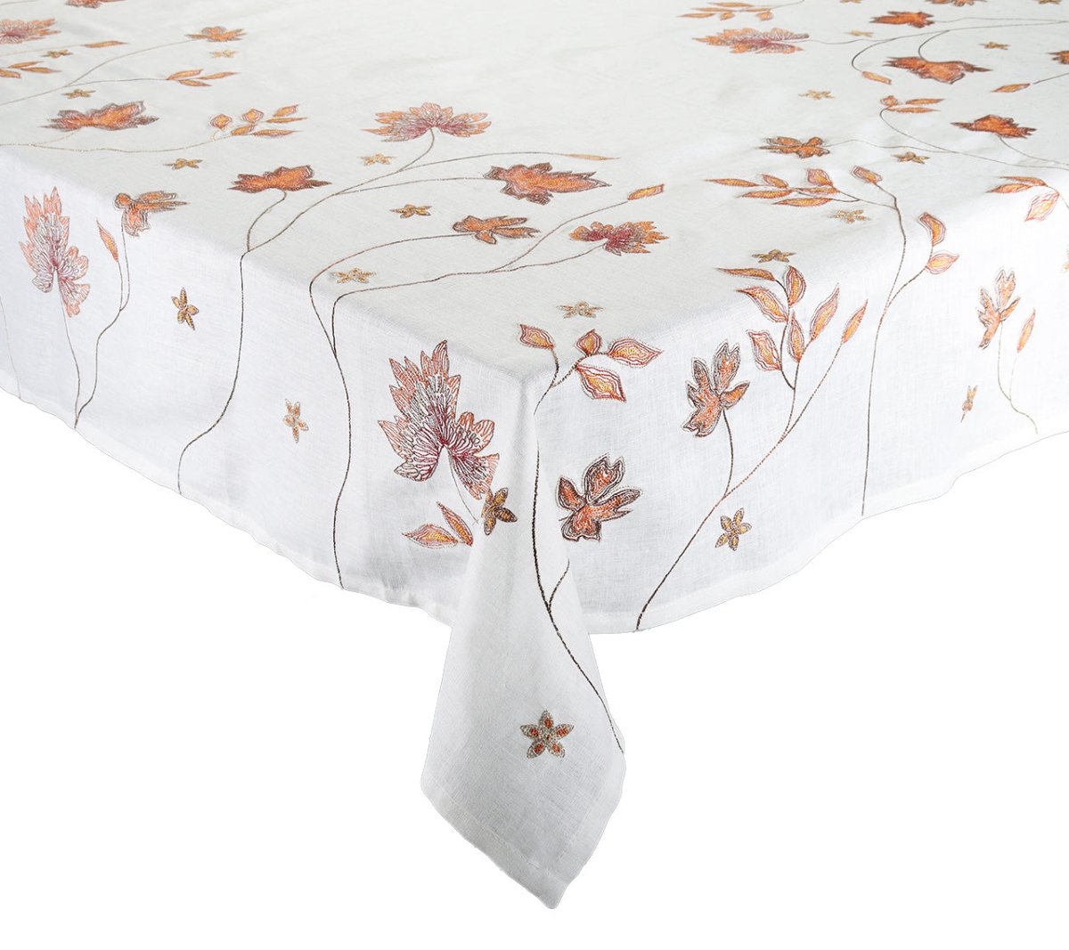 Premium Maple Hues Tablecloth - White & Multicolor Cotton Table Cover for Dining, Kitchen, Party & Outdoor Use