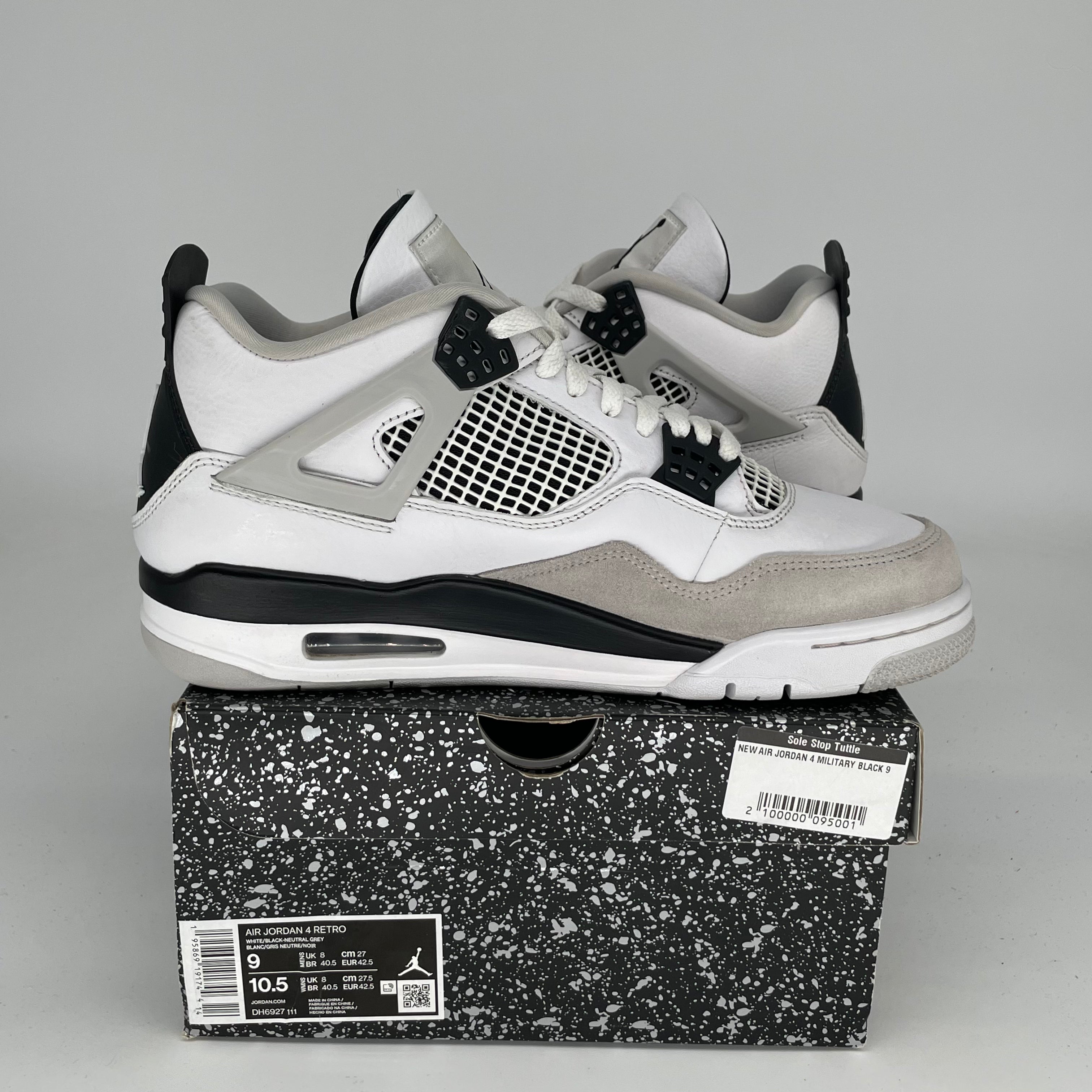 Original Air Jordan 4 Retro 'Military Black' Men's Basketball Shoes Size 9 - DH6927-111 | Sneakers for Casual Wear, Street Style & Sports