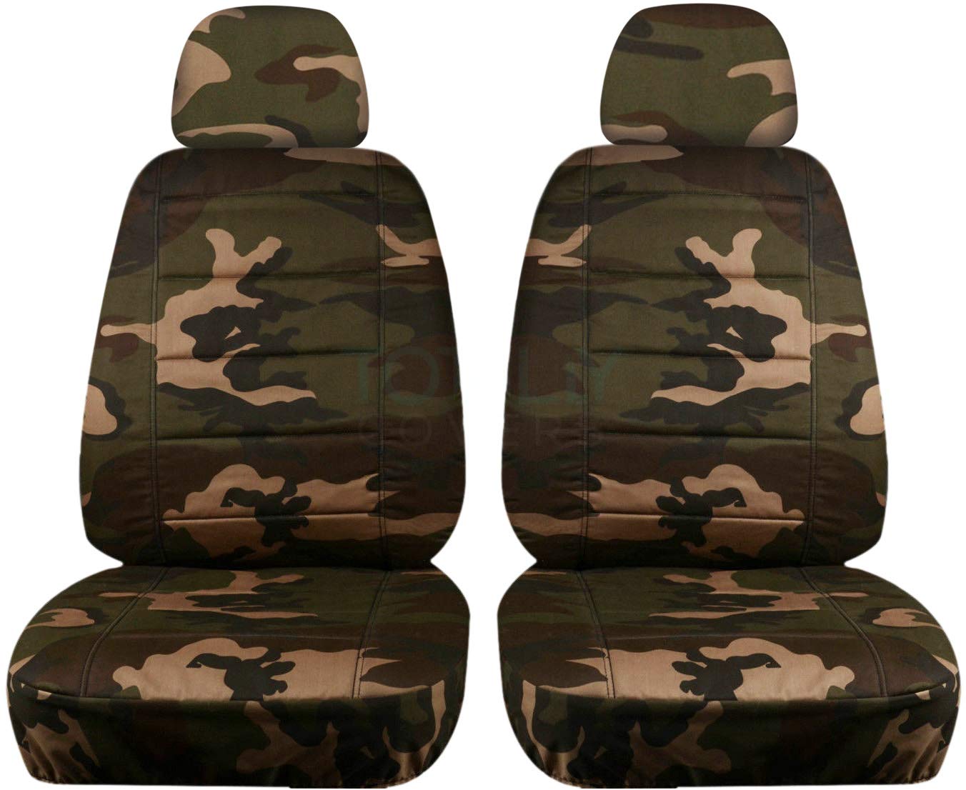 Premium Camouflage Car Seat Covers with 2 Headrest Covers - Brown & Green Camo Pattern | Universal Fit for Cars, Trucks, Vans, RVs & SUVs | 22 Stylish Prints | Perfect for Outdoor Adventures, Hunting & Off-Roading