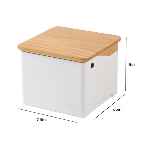 Premium STO Storage Box with Lock & Magnetic Tray - 2 Airtight Glass Jars with Digital Hygrometers - Large Organizer Box with Accessory Compartment - Solid New Zealand Pine Wood Lid & White Base - Perfect for Storing Herbs, Spices, Tea, Coffee & Valuables at Home or Office