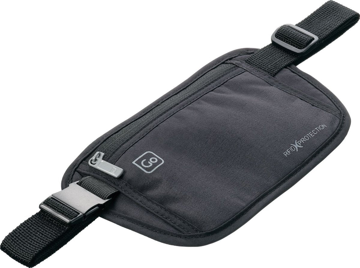 Go Travel RFID Money Belt - Secure & Slim Anti-Theft Waist Pouch for Travel, Running & Daily Use - Block RFID Scanning for Credit Cards & Passports