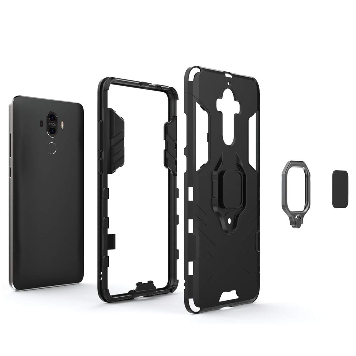 Magnetic Car Phone Holder & 360 Protective Case for Huawei Mate 9 - Compatible with Huawei Mate 9 (Black) | Perfect for Driving, Commuting & Hands-Free Use