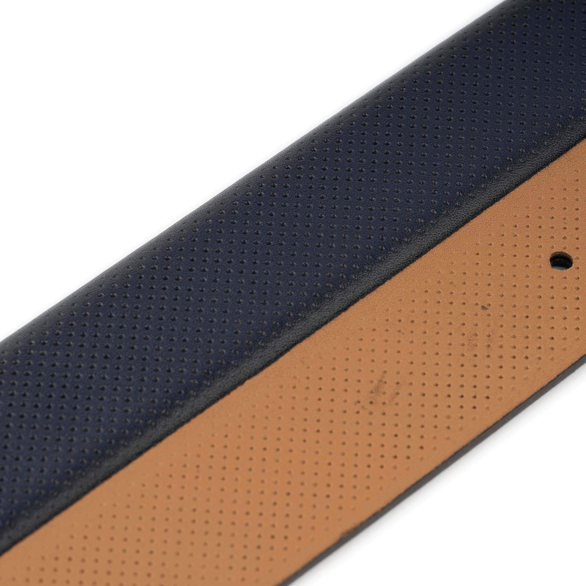 Premium Dark Blue Leather Belt with Dotted Texture - Compatible with Dunhill Buckles | Stylish Accessory for Business, Casual & Formal Wear