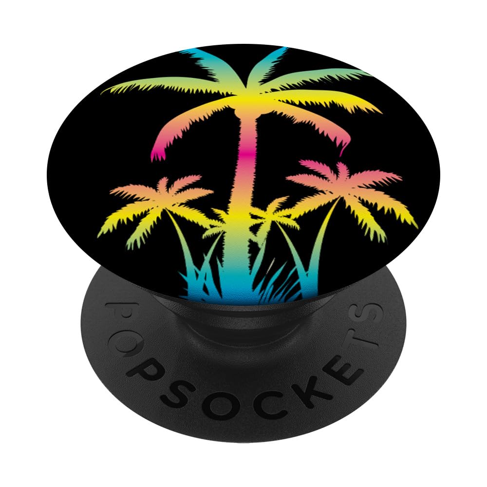 Palm Tree Summer Travel Beach Rainbow PopSocket Standard PopGrip - Perfect for Phones, Tablets & Vacation Selfies