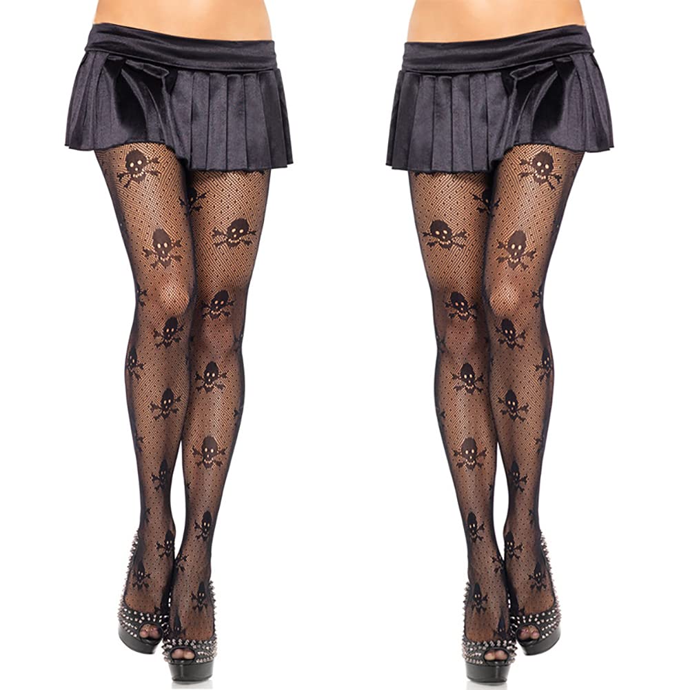 JIHUOO Halloween Tights for Women - High Waist Skull Print Hosiery, Sexy Patterned Stockings & Pantyhose | Perfect for Halloween Costumes, Cosplay, and Gothic Fashion Outfits