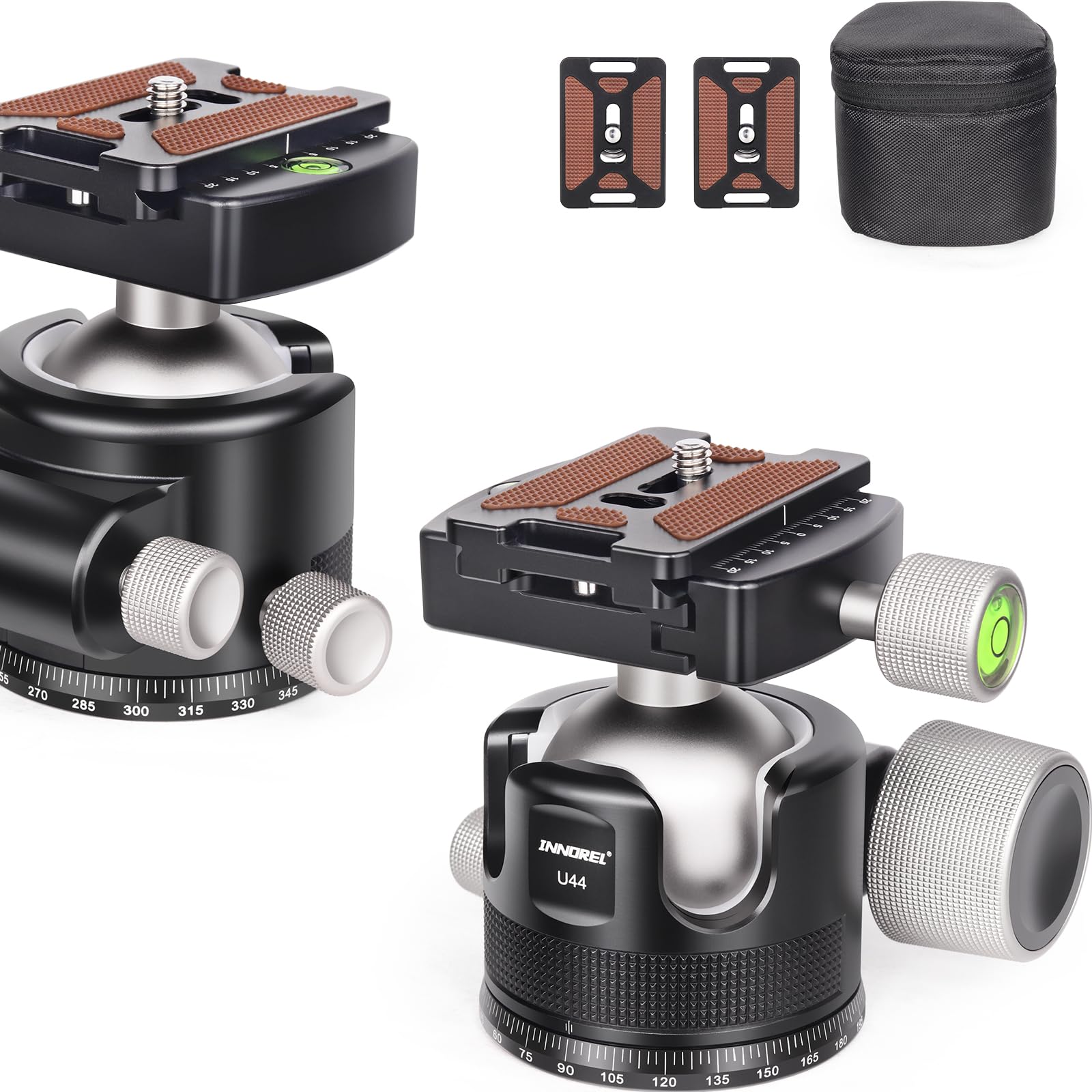 INNOREL 44mm Low Profile Camera Tripod Ball Head - CNC Metal Heavy Duty 360° Panoramic Tripod Head with Arca 1/4