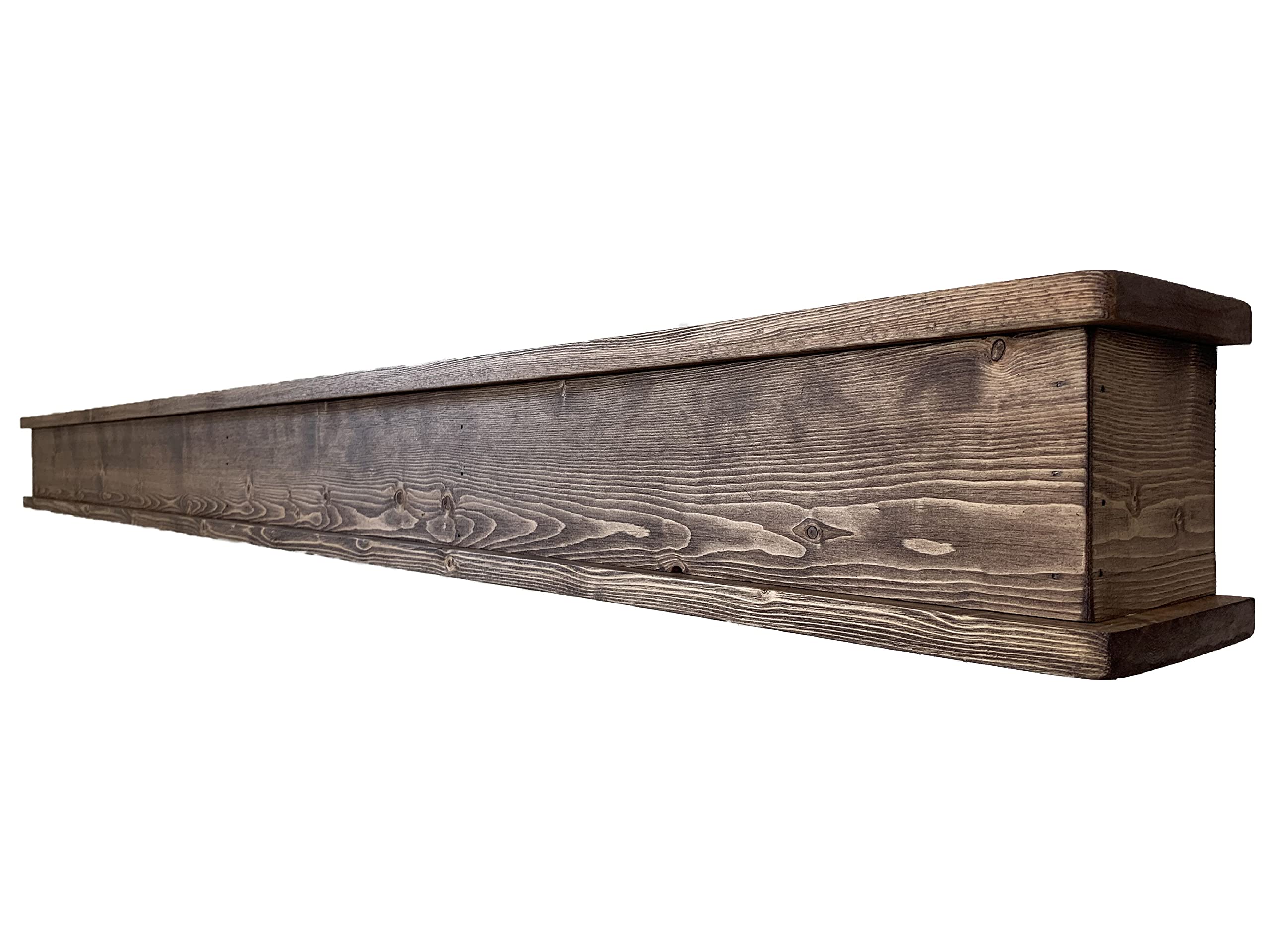 Rustic Wood Fireplace Mantel Shelf - 72 Inch Floating Shelf for Farmhouse Decor - Handmade in USA - Perfect for Living Room, Bedroom, or Office Wall Display - Fireplace Surround & Home Decoration Shelf (Rustic Brown)