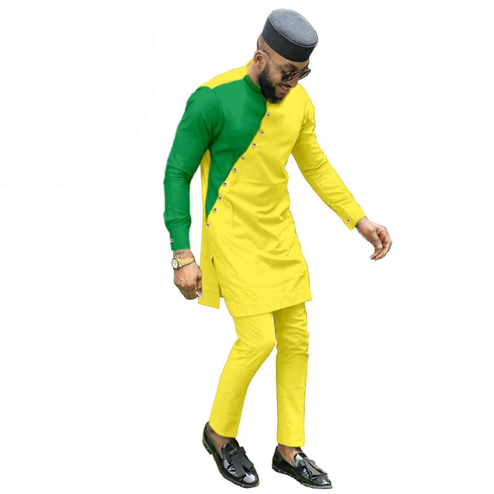 Bazin Riche Men's 3-Piece African Outfit Set - Traditional Casual Shirt, Pants & Hat for Men | Perfect for Cultural Events, Weddings & Special Occasions