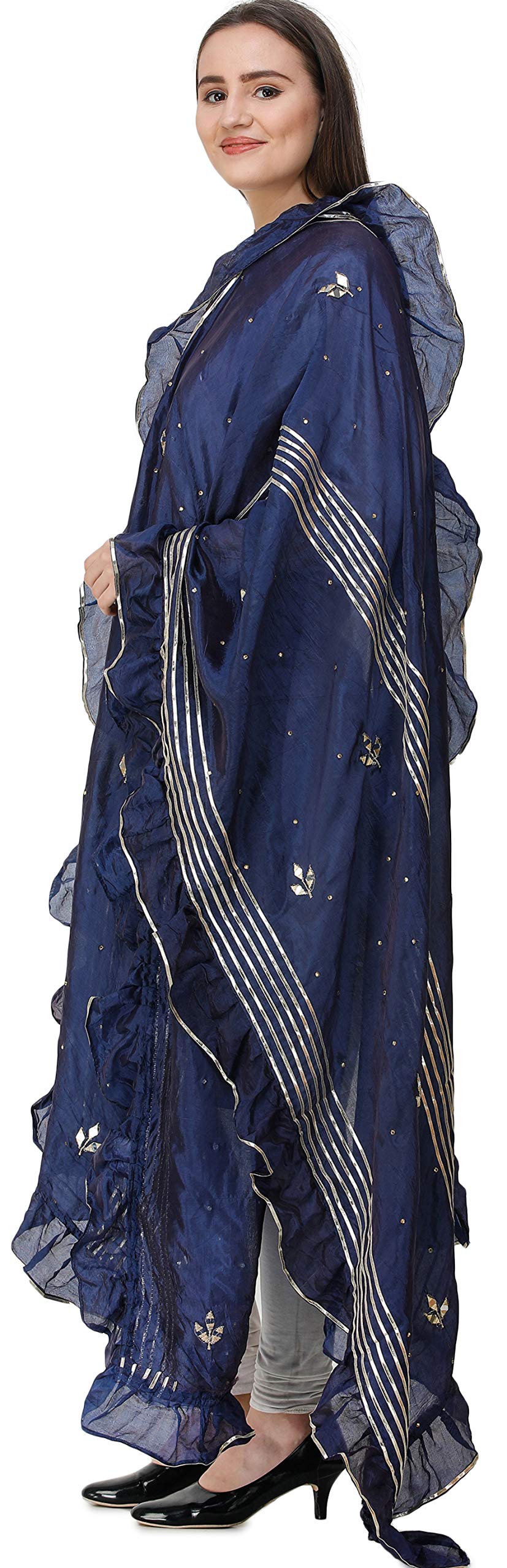 Elegant Art Silk Dupatta from Amritsar with Gota Patches & Frill Border - Perfect for Weddings, Parties & Ethnic Outfits