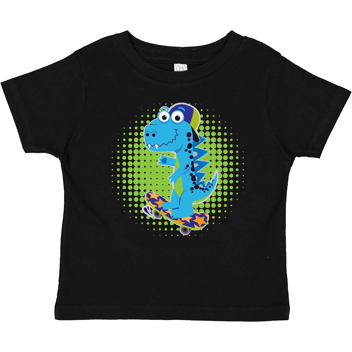 Inktastic Skateboarding Boy Dinosaur Graphic Baby T-Shirt - Cute Dino Design for Toddlers, Kids Birthday Gifts & Casual Playwear