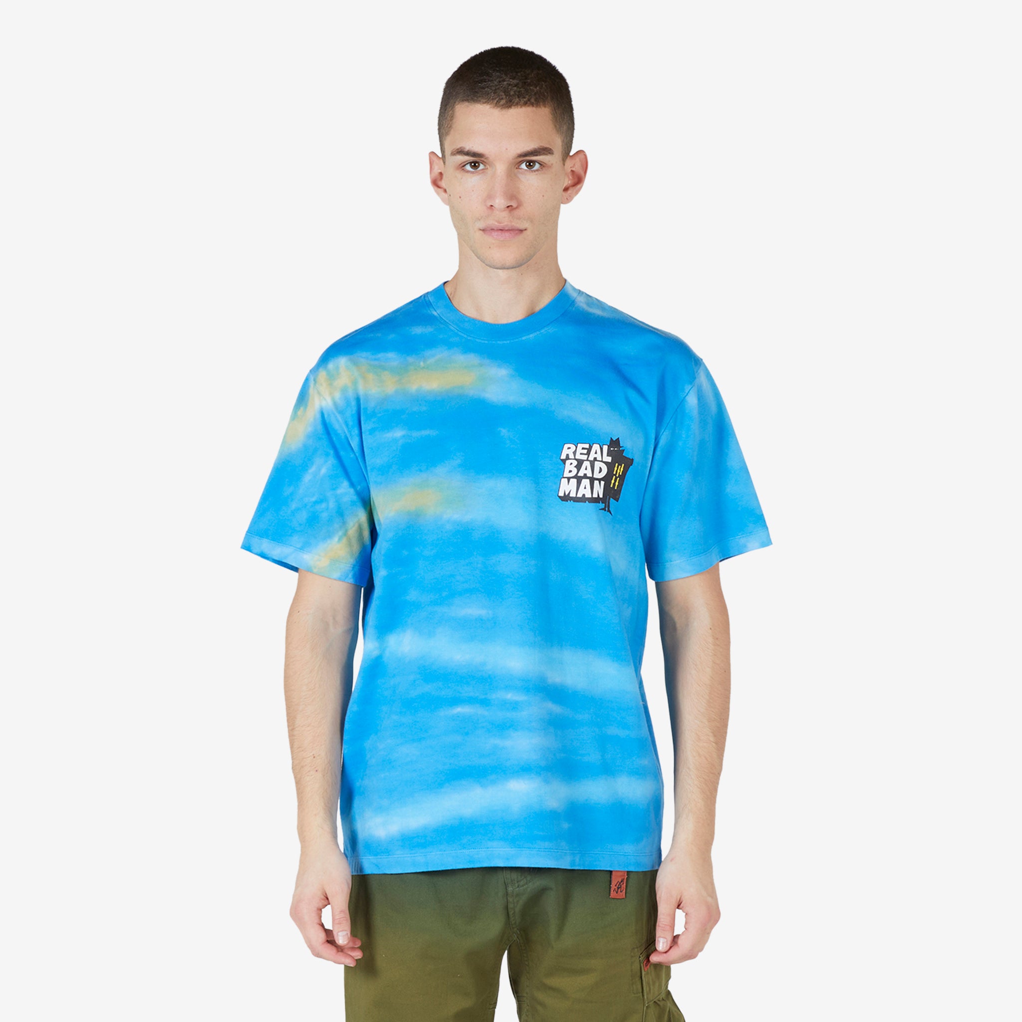 Gramicci x Future Days Men's Short Sleeve Tie Dye T-Shirt - Blue Casual Graphic Tee for Outdoor Adventures & Streetwear Fashion