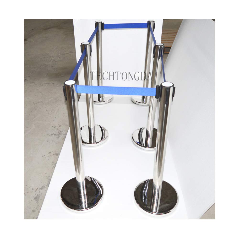 TECHTONGDA 6-Pack Stainless Steel Stanchion Posts with 9.8ft Blue Belt - 35
