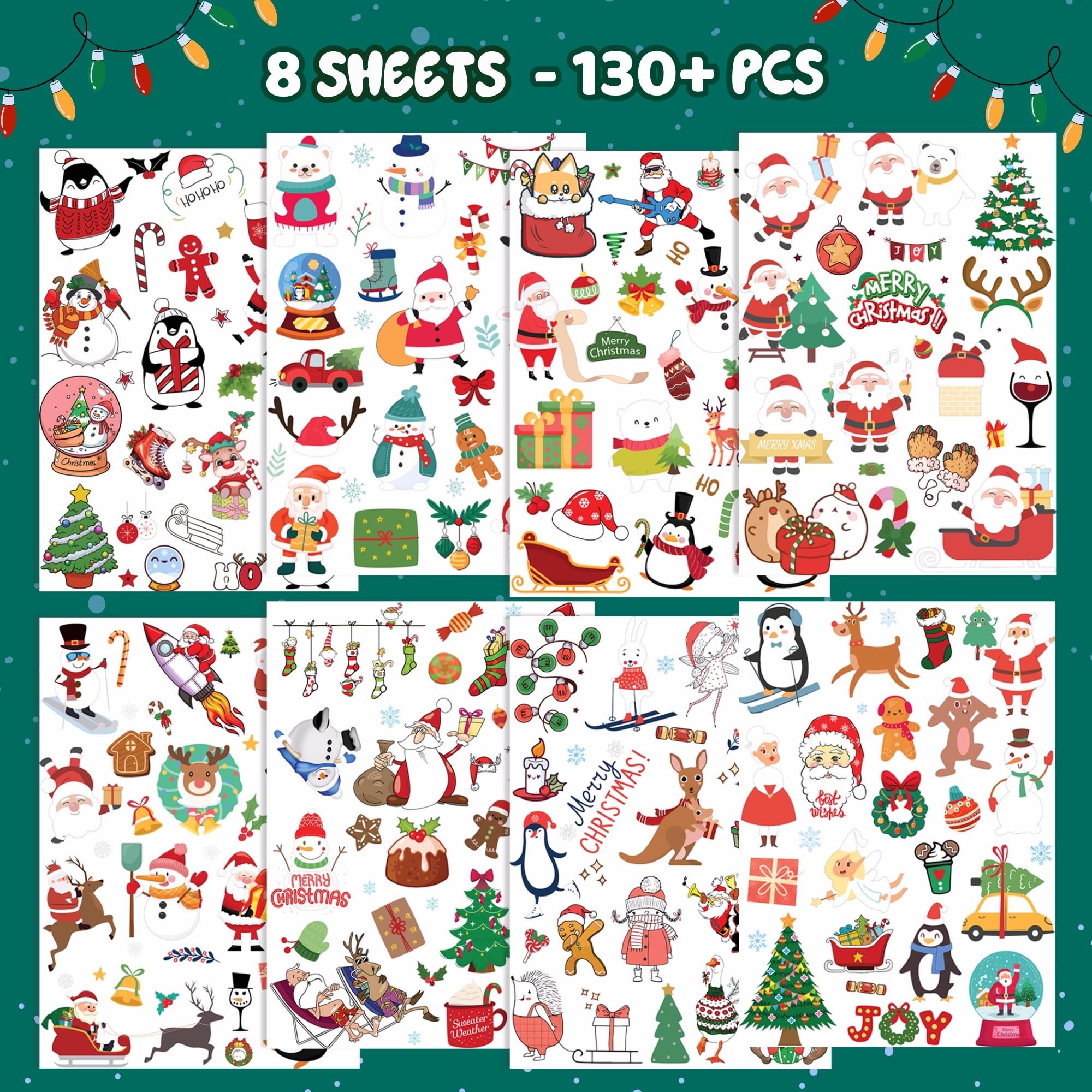 Christmas Temporary Tattoos for Kids - Fun Holiday Tattoo Stickers for Stocking Stuffers, Party Favors, Classroom Rewards & Festive Decorations