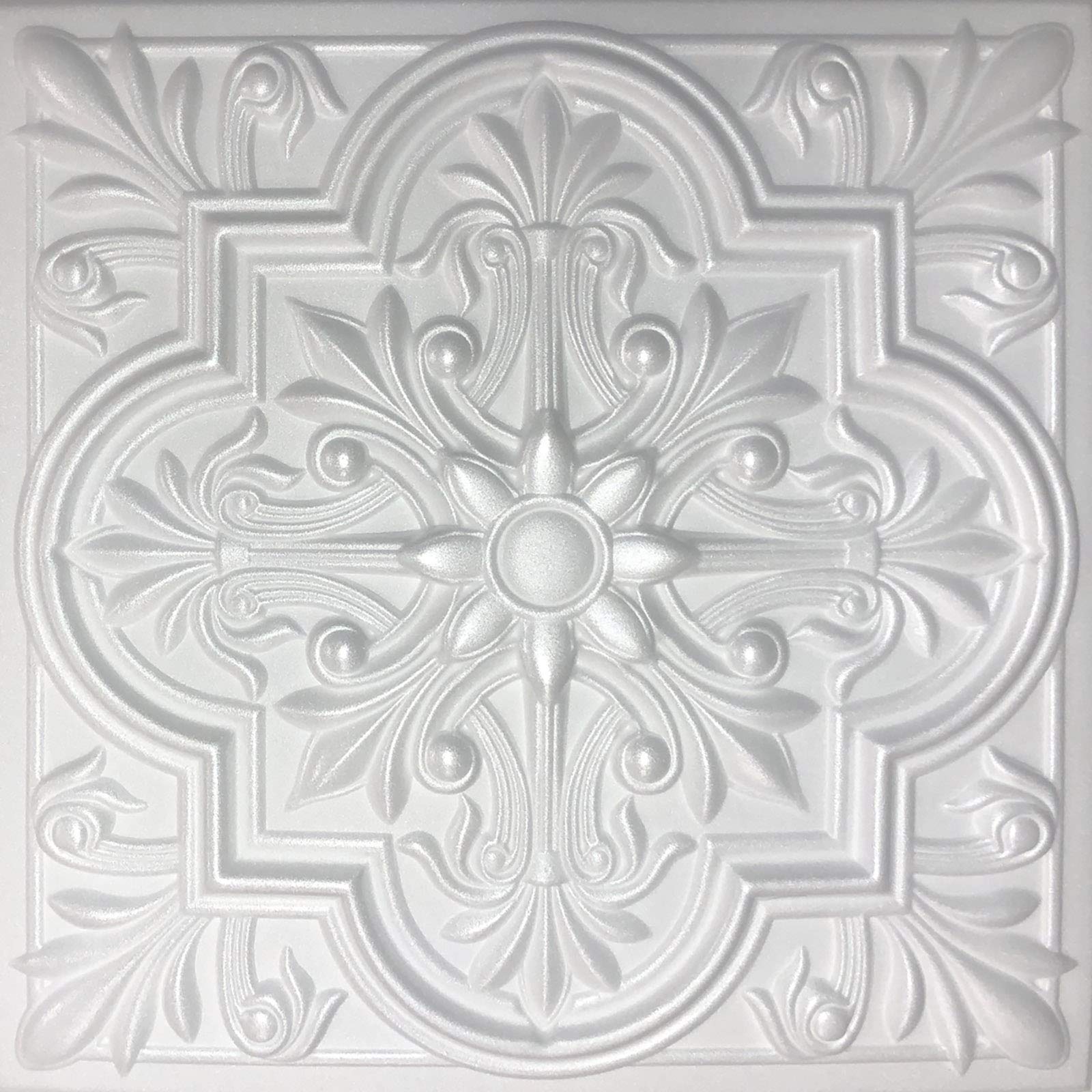 Premium White Styrofoam Ceiling Tiles - Decorative Regal Design (Pack of 40) for Home Theater, Restaurant & Office Renovation