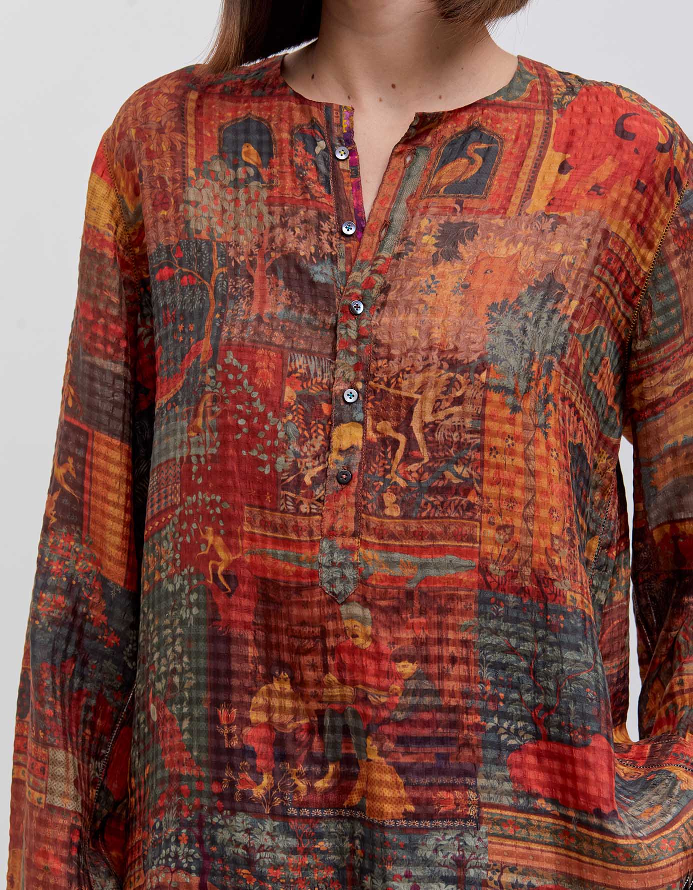 Kalidar Kurta Silk Check Terracotta - Elegant Indian Traditional Dress for Women | Perfect for Festivals, Weddings & Special Occasions