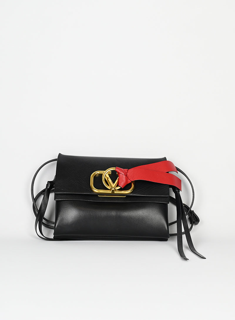 Valentino Black Crossbody Bag with V Logo - Perfect for Everyday Use, Travel & Fashion Accessories