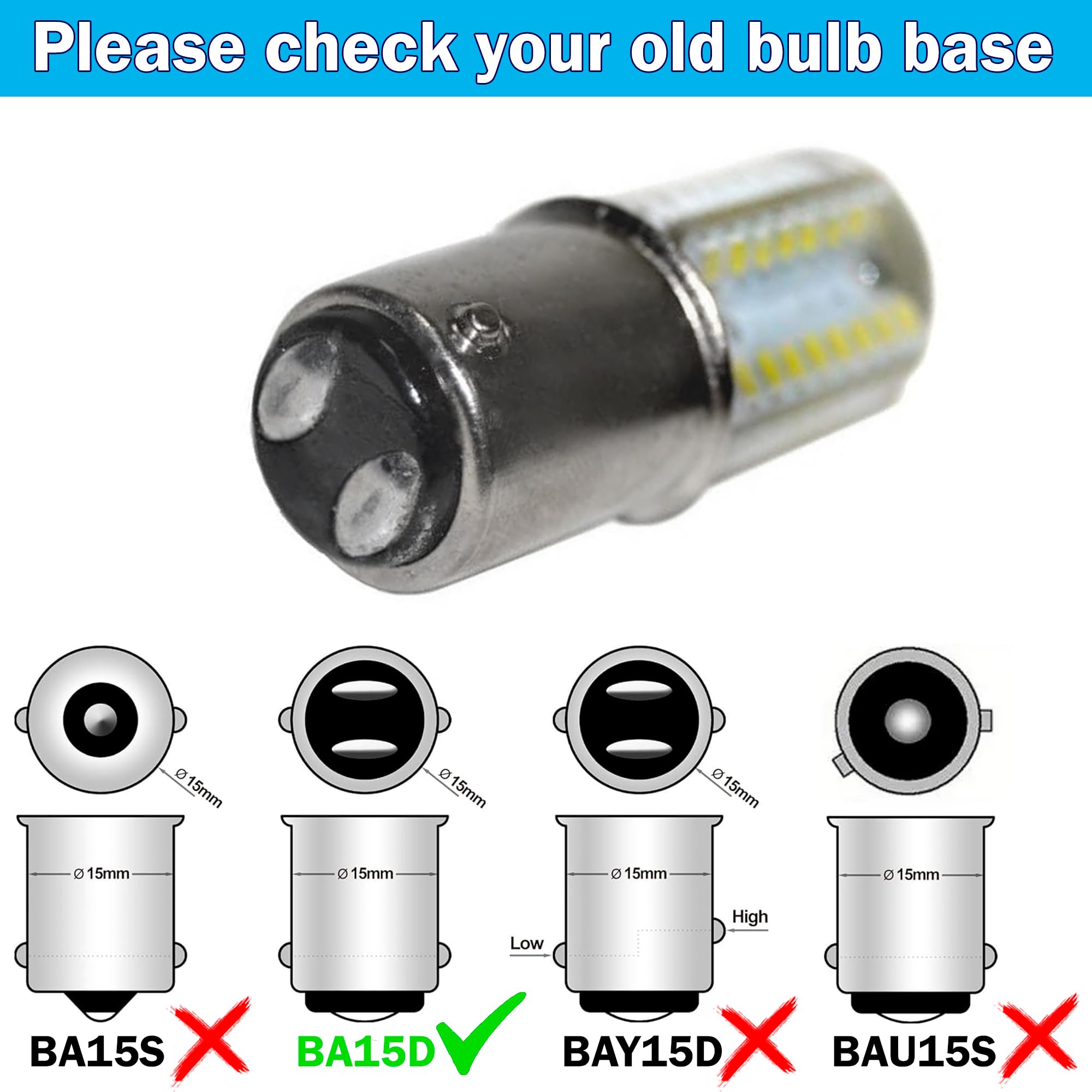 HQRP 2-Pack 110V LED Light Bulbs Warm White 3000K - Replacement for Bernina 801/803/807/808/809/810/811/812/813 Sewing Machines - Perfect for Home Sewing, Quilting & Crafting Projects