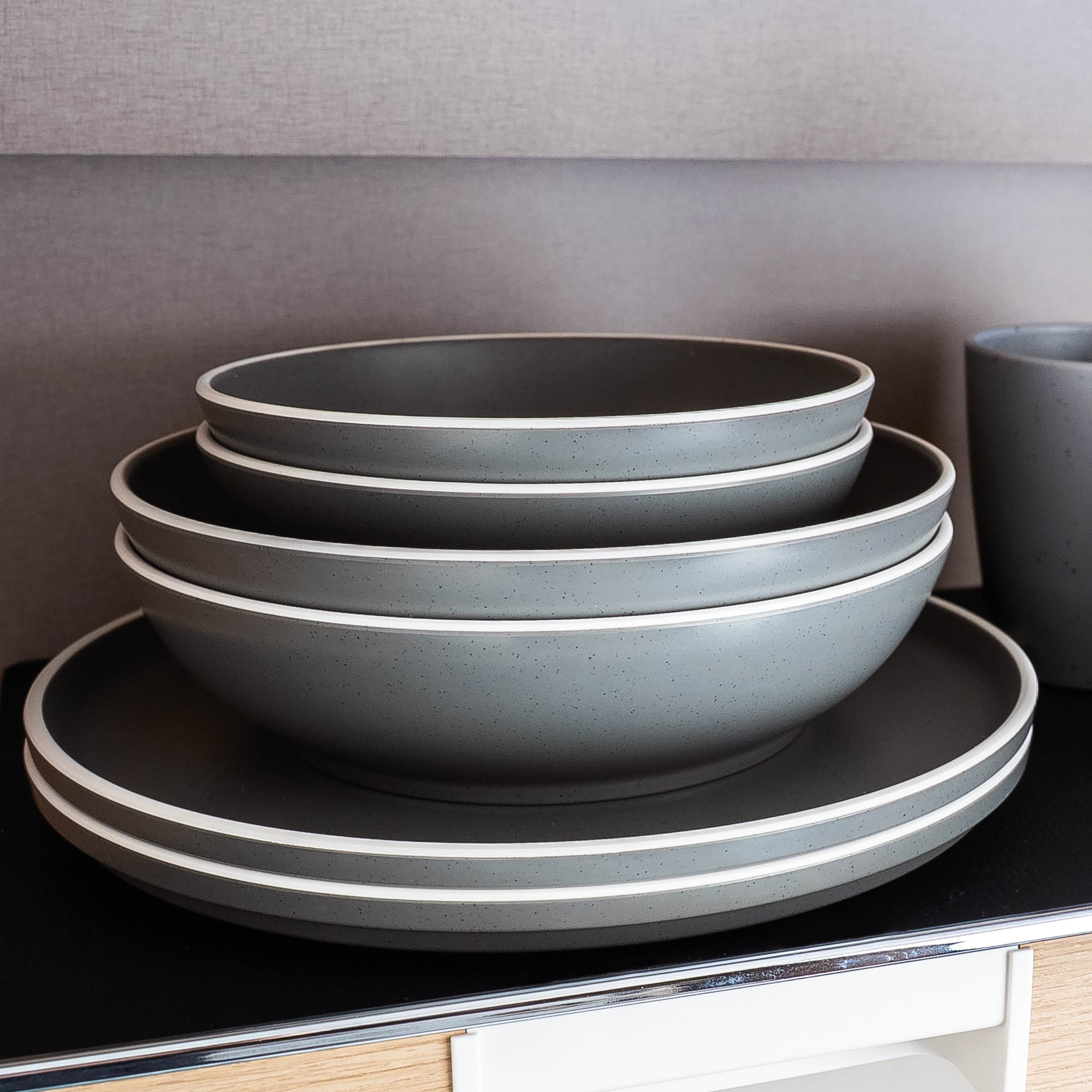 Premium Magnetic Plastic Food Bowls - Dolomite Grey, 20cm | Ideal for Pet Feeding, Snack Storage & Kitchen Organization