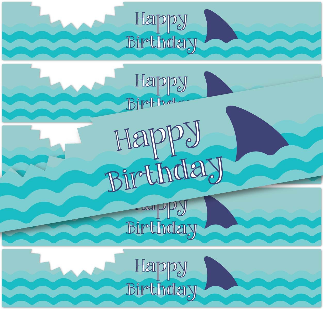 PRODUCT80 Shark Fin Water Bottle Labels - 24 Pack Waterproof Stickers for Birthday Parties | Easy Peel & Stick Application | Perfect for Kids' Events, Pool Parties & Summer Gatherings