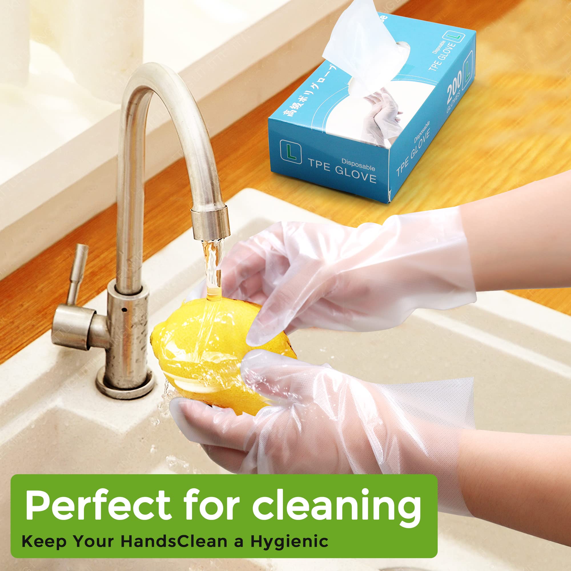 POPMISOLER 6000Pcs Disposable TPE Gloves - Food Safe, Latex-Free, Large Size, Transparent - Perfect for Kitchen Cooking, Food Handling, Cleaning & Hygiene Protection