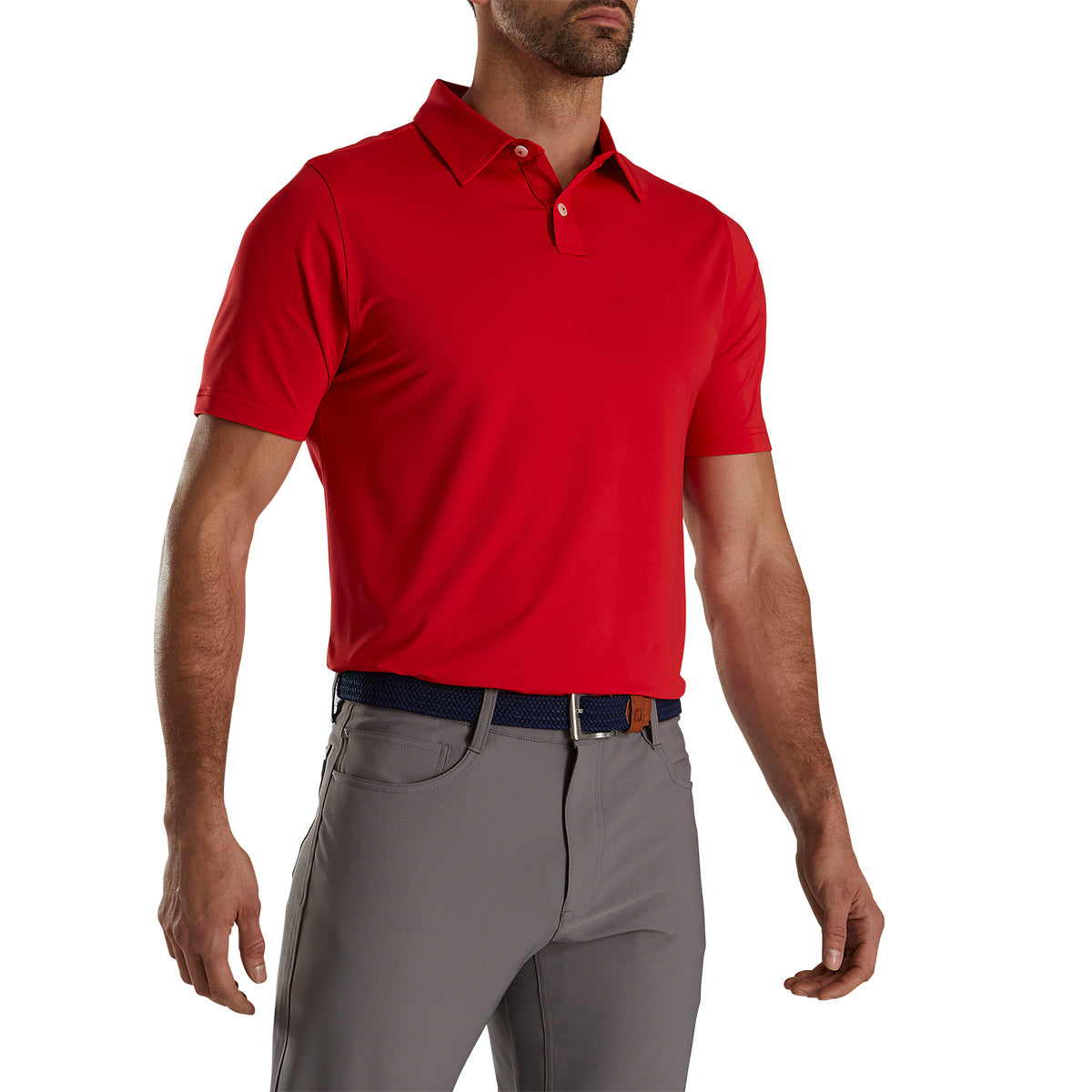 FootJoy Athletic Fit Lisle Self Collar Men's Golf Polo Shirt - Moisture-Wicking & Breathable for Comfort on the Golf Course