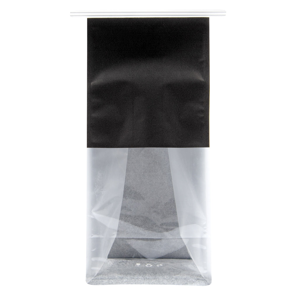 Premium Black Cotton Paper Tin Tie Bags with Clear Window - 5x4x11.25 Inches (100 Count) - Ideal for Coffee Beans, Loose Leaf Tea & Bulk Food Storage