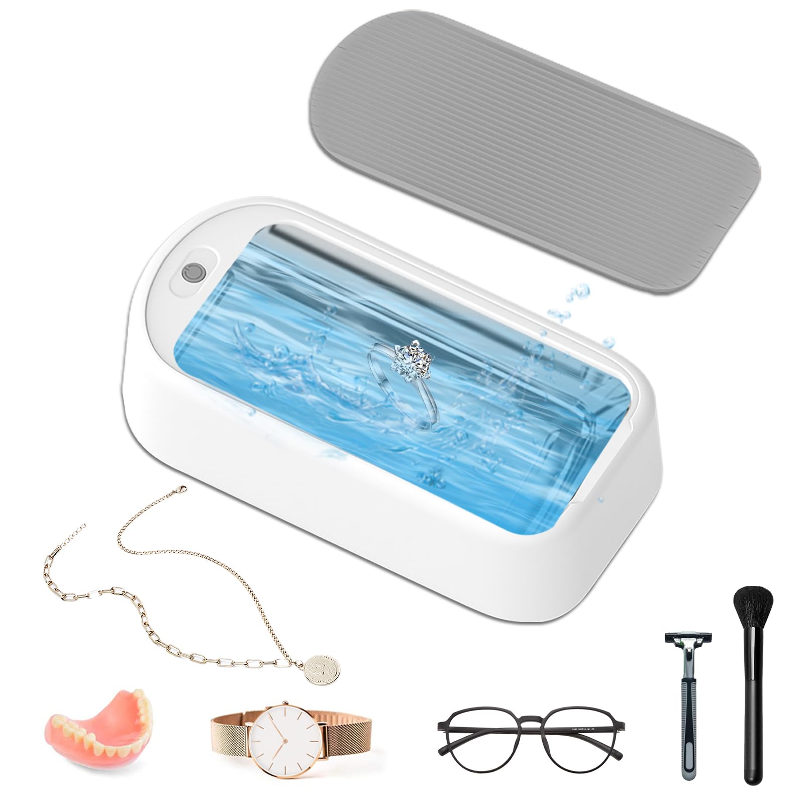 Professional 40W 640ml Ultrasonic Jewelry Cleaner Machine for Glasses, Rings, Earrings, Necklaces, Dentures & Watch Straps - Perfect for Home, Salon and Jewelry Store Cleaning Needs