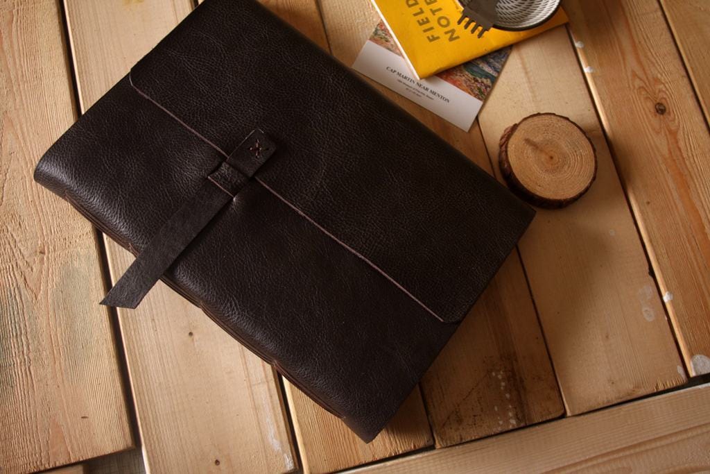 Personalized Engraved Leather Guest Book Album - Elegant Wedding, Anniversary & Special Event Guestbook for Signatures & Messages