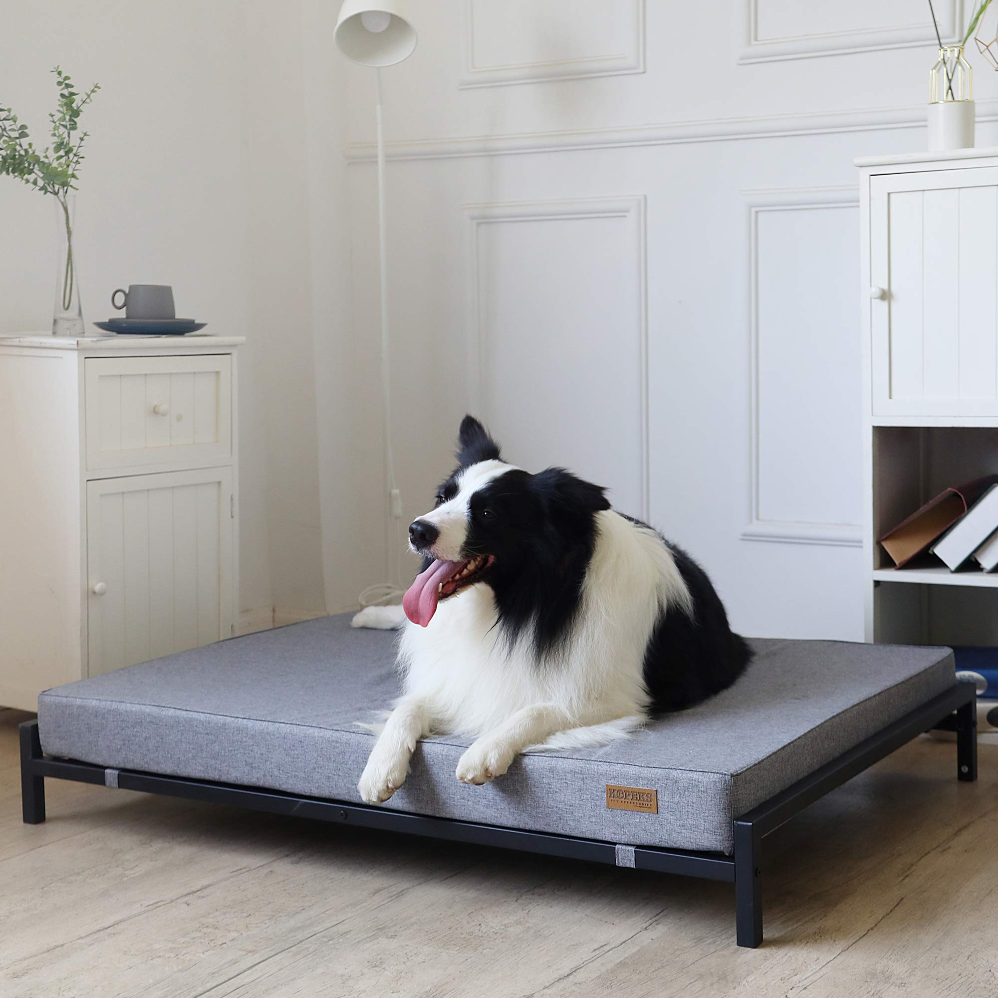 **KOPEKS Elevated Dog Bed for Large Dogs - Waterproof Raised Dog Bed with Mattress & Sturdy Frame, Modern Design (2023 Updated) - Perfect for Outdoor, Patio, Camping & Indoor Use**