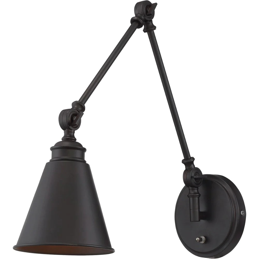 Vintage Reed Swing Arm Wall Sconce - Adjustable Brass Reading Light for Bedroom, Living Room & Office - Open Box Condition