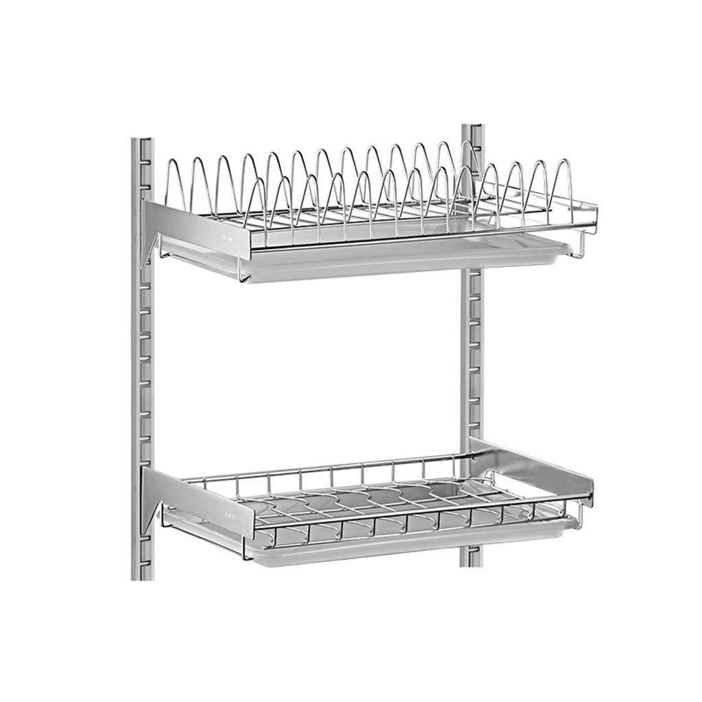 Stainless Steel Wall Mounted Dish Drying Rack - No Drill Hanging Kitchen Organizer for Plates, Cups & Utensils - Space Saving Storage Solution for Small Kitchens, Apartments & RVs