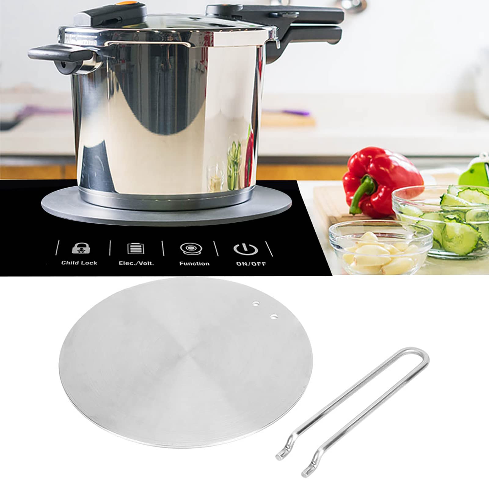 Premium Stainless Steel Heat Diffuser Plate for Induction & Gas Stoves - 22cm Induction Adapter with Ergonomic Handle - Perfect for Glass Cooktops, Even Heat Distribution for Simmering, Melting & Cooking Delicate Foods