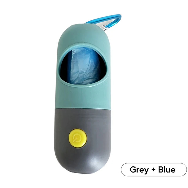 LED Light Dog Poop Bag Dispenser - Reflective Waste Bags Holder for Night Walks, Jogging & Outdoor Pet Cleanup