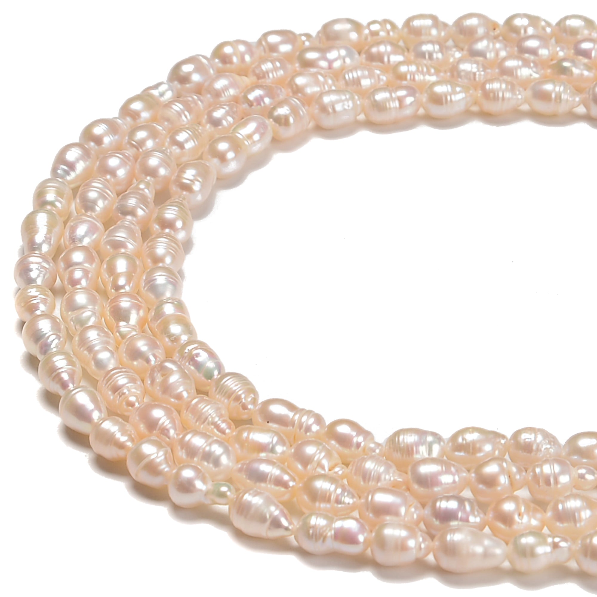 Freshwater Akoya Pearl Baroque Beads Necklace - 5x6mm & 5x8mm Size - 15 Inch Strand - Elegant Jewelry for Women, Bridal, Wedding & Special Occasions
