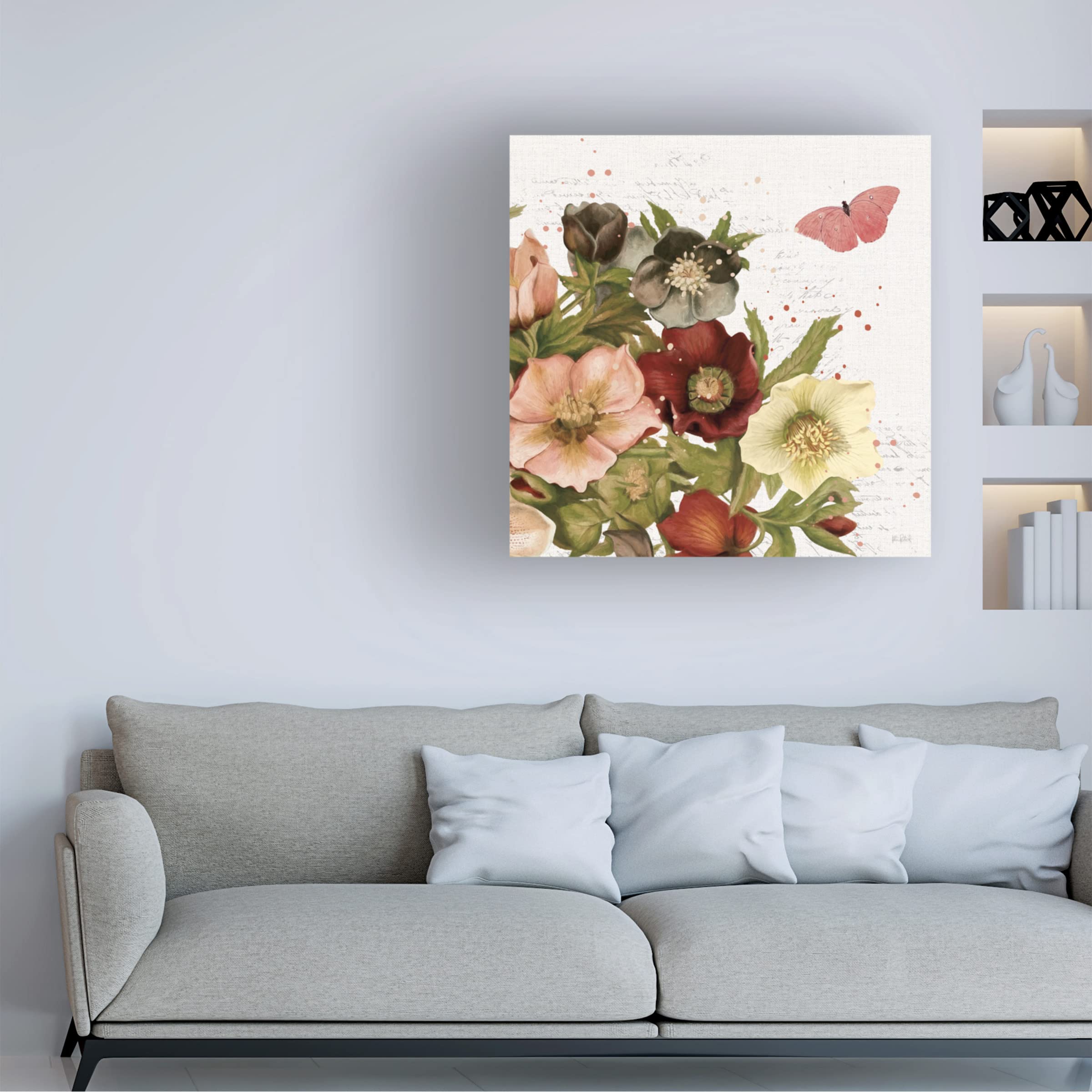 Courtney Prahl 'Butterfly Garden II' Canvas Wall Art Print - Vibrant Floral Butterfly Painting for Living Room, Bedroom & Office Decor - Trademark Fine Art Collection