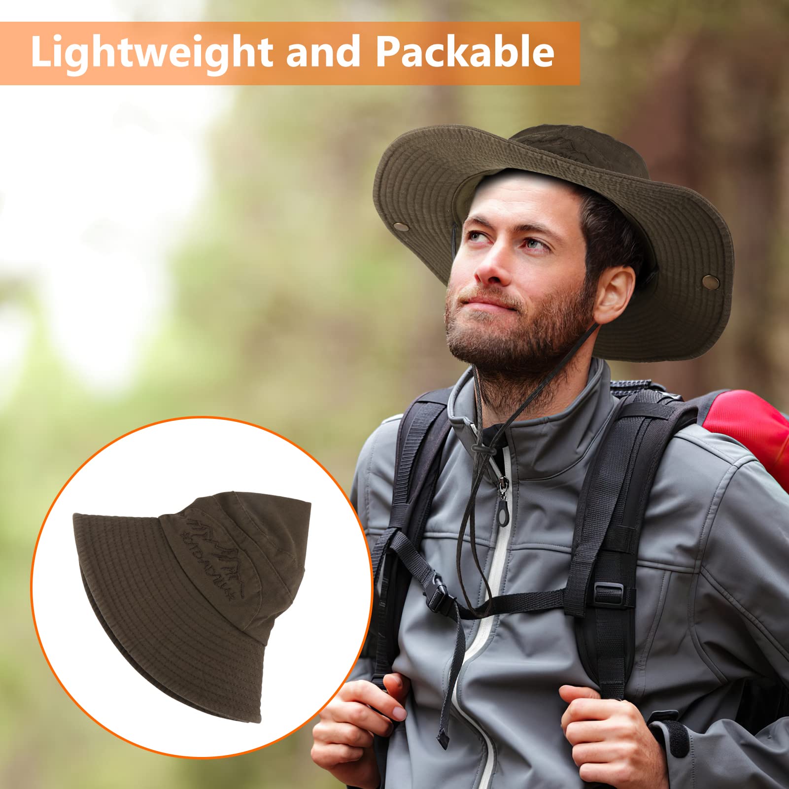UPF 50+ Sun Hat for Men & Women - Wide Brim Bucket Fishing Hat with Neck Flap, Safari Boonie Hat for Outdoor Activities, Beach, Hiking & Travel