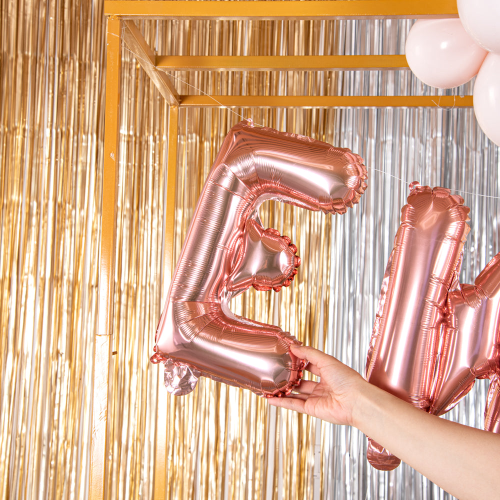 Rose Gold Mylar Letter E Balloon - 16 Inch Large Foil Balloon for Birthday Party Decorations, Baby Showers, Graduation Celebrations & Special Events - 1 Count Box