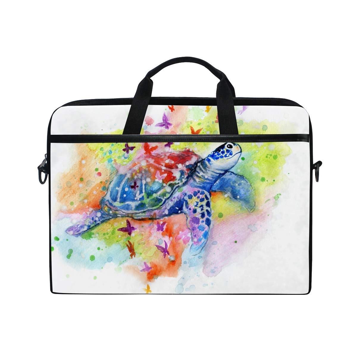 AGONA Watercolor Sea Turtle Laptop Bag - 15 Inch Messenger Bag & Sleeve for 14-15 Inch Laptops, Notebooks, Ultrabooks & Chromebooks - Perfect for Work, School & Travel