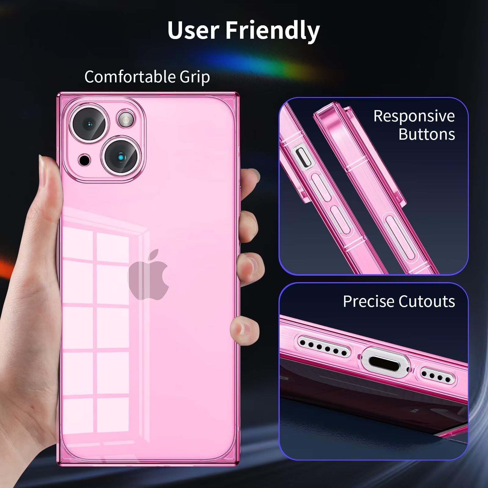 Tzomsze Clear iPhone 15 Plus Case with Camera Protection | Shockproof TPU & Reinforced Corners | Slim Silicone Cover for Women & Girls (6.7 inch, Crystal Pink) - Perfect for Everyday Use, Work & Travel Protection