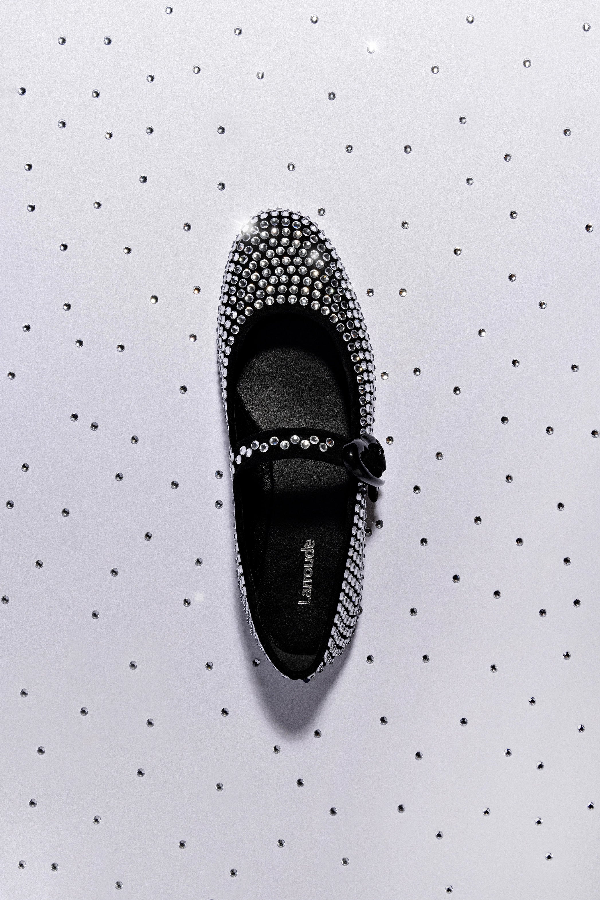 Verona Black Suede Ballet Flats with Crystal Accents - Elegant & Comfortable Shoes for Women, Perfect for Work, Parties & Casual Wear
