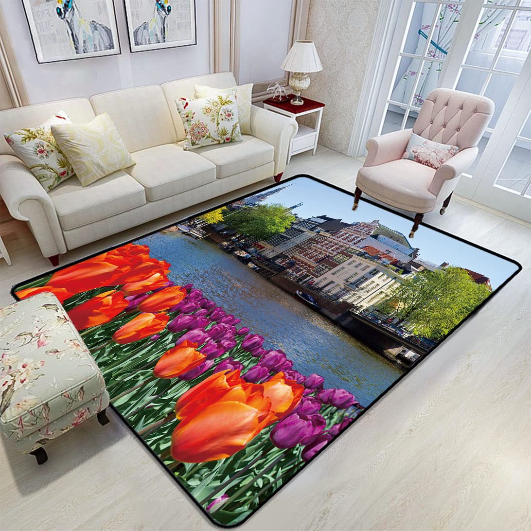 Non-Slip Area Rug - European Holland Scenery Design - 6'6
