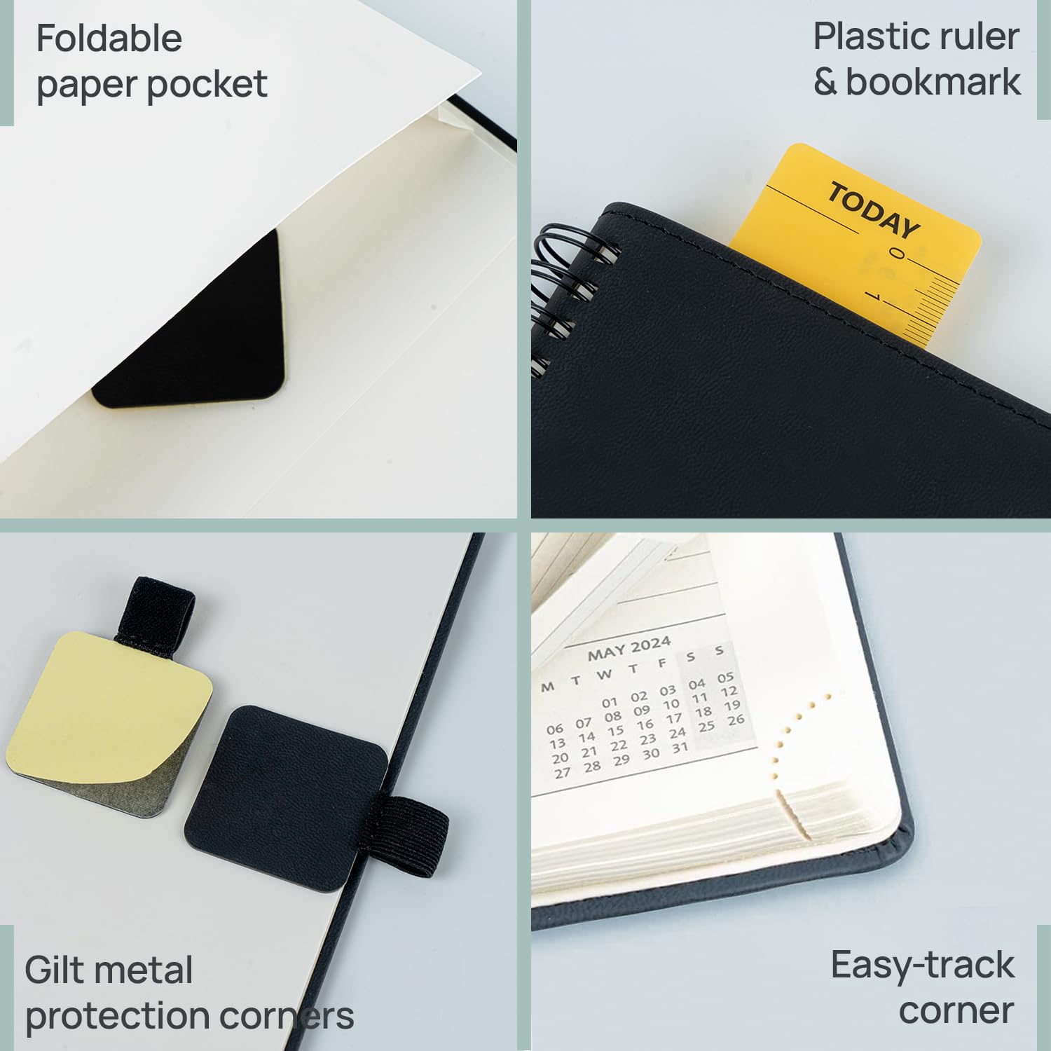 POPRUN 2024-2025 Academic Planner (6.5'' x 8.5'') - July 2024 to June 2025 Weekly & Daily Calendar with Hourly Time Slots, Leather Bound Appointment Book for Time Management & Productivity - Perfect for Students, Professionals & Office Use (Brown)