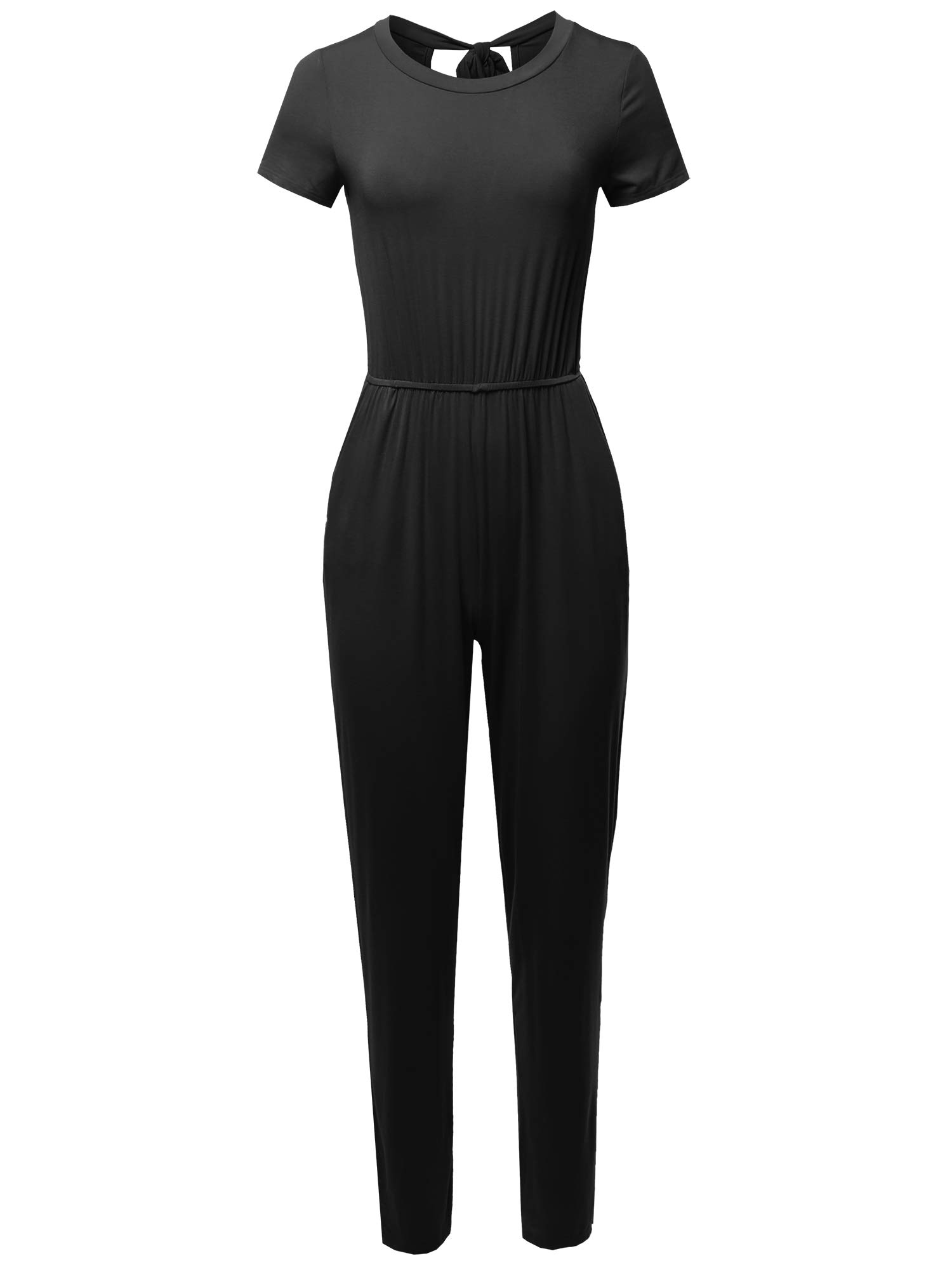 Emma Women's Casual Short Sleeve Open Back Romper Jumpsuit - Summer Outfits for Beach, Party & Vacation Wear