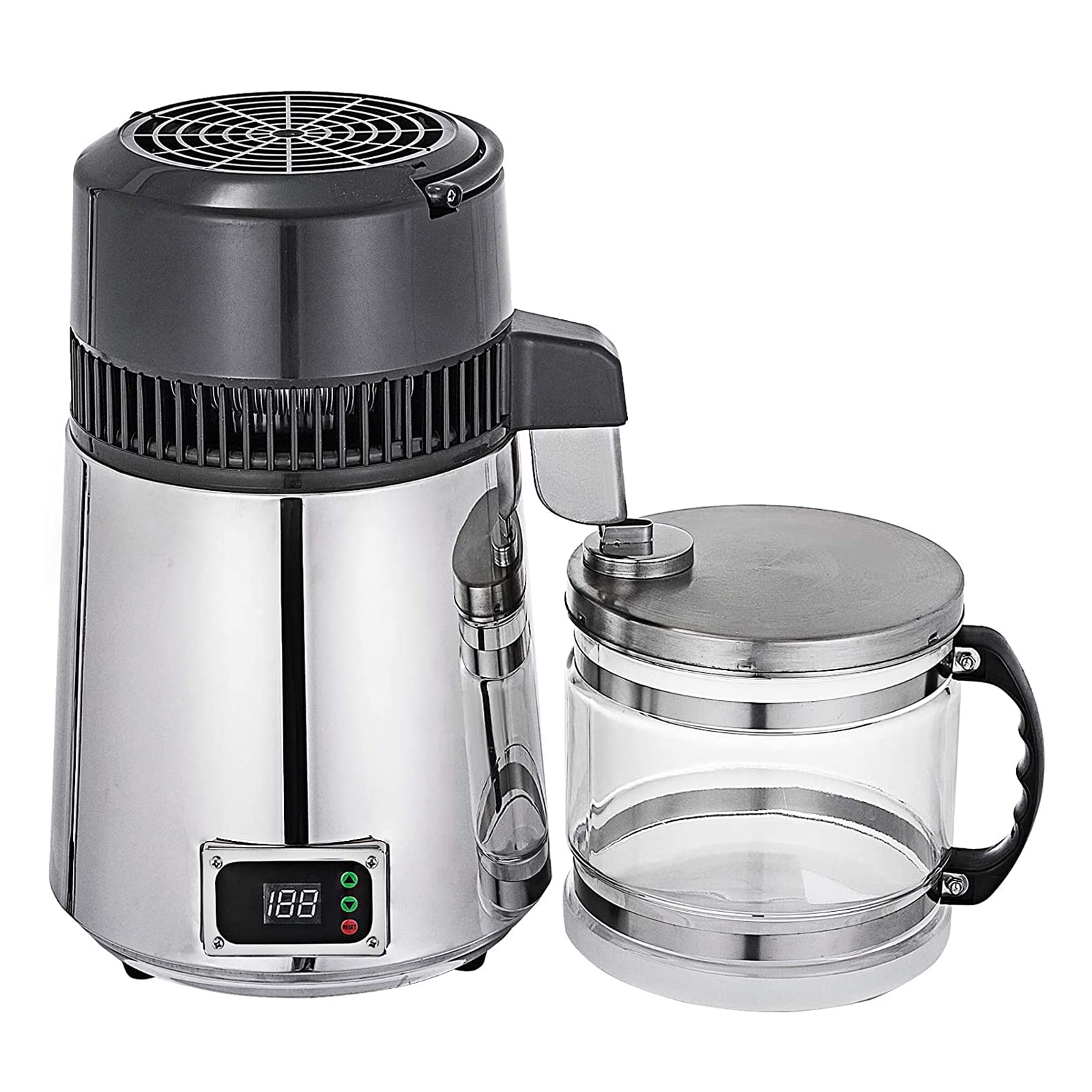 Premium 745W Stainless Steel Water Distiller Kit - 1.05 Gallon (4L) with Glass Container for Pure Drinking Water | Home, Office & Emergency Use