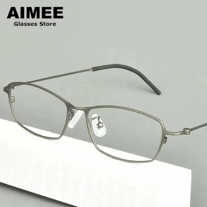 Stylish Unisex Full Rim Rectangle Titanium Eyeglasses Frame 14509 - Lightweight & Durable for Work, Reading & Everyday Wear