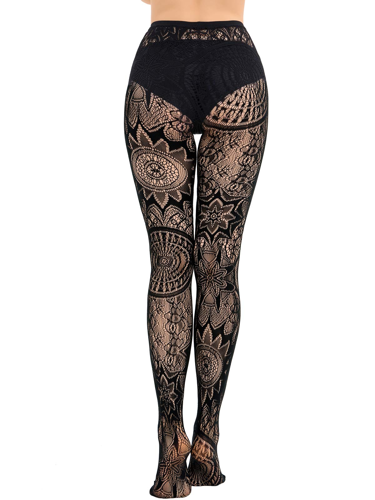 HONENNA Women's Black Patterned Fishnet Tights - 1 to 6 Pairs Pack | Stylish Pantyhose & Stockings for Party, Cosplay, Halloween & Everyday Wear